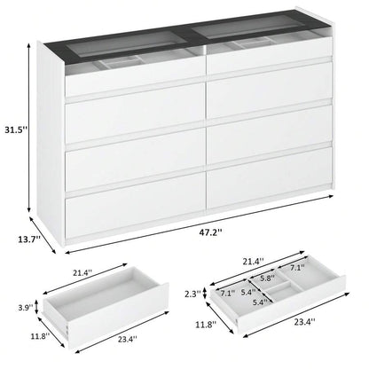 8-Drawer Closet Island with Glass Top & Jewelry Storage