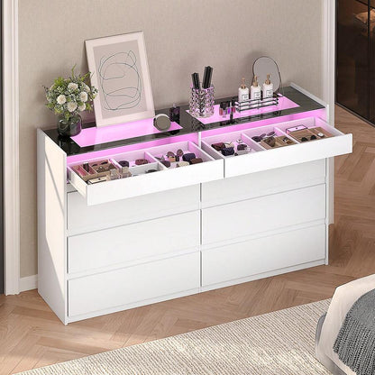 8-Drawer Closet Island with Glass Top & Jewelry Storage