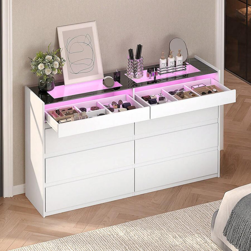 8-Drawer Closet Island with Glass Top & Jewelry Storage