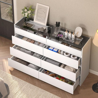 8-Drawer Closet Island with Glass Top & Jewelry Storage