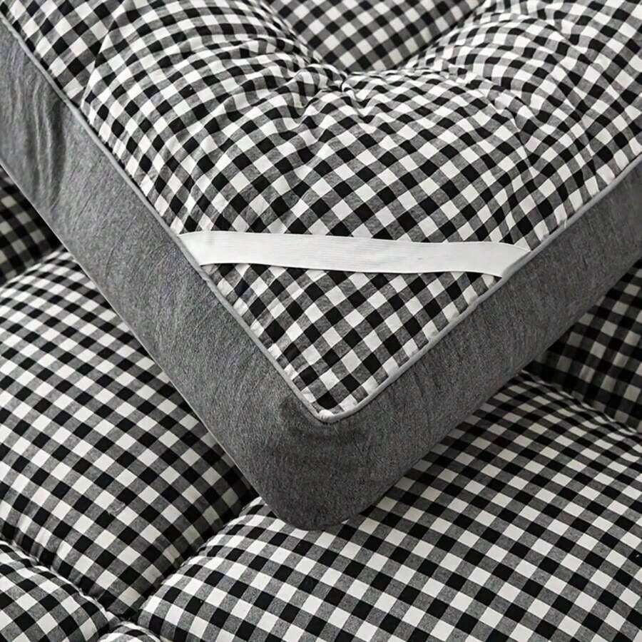 Grey Quilted Mattress Topper with Polyester Filling