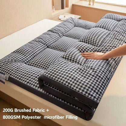 Grey Quilted Mattress Topper with Polyester Filling