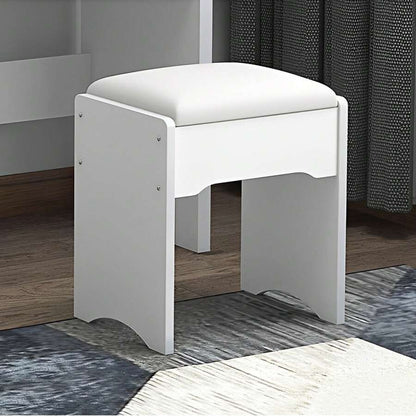 Sliding LED Mirror Vanity with Storage & Matching Stool