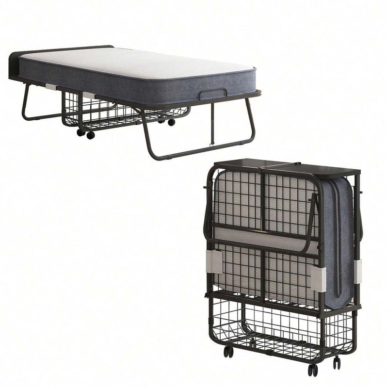 Rollaway Folding Guest Bed with 5-Inch Foam Mattress